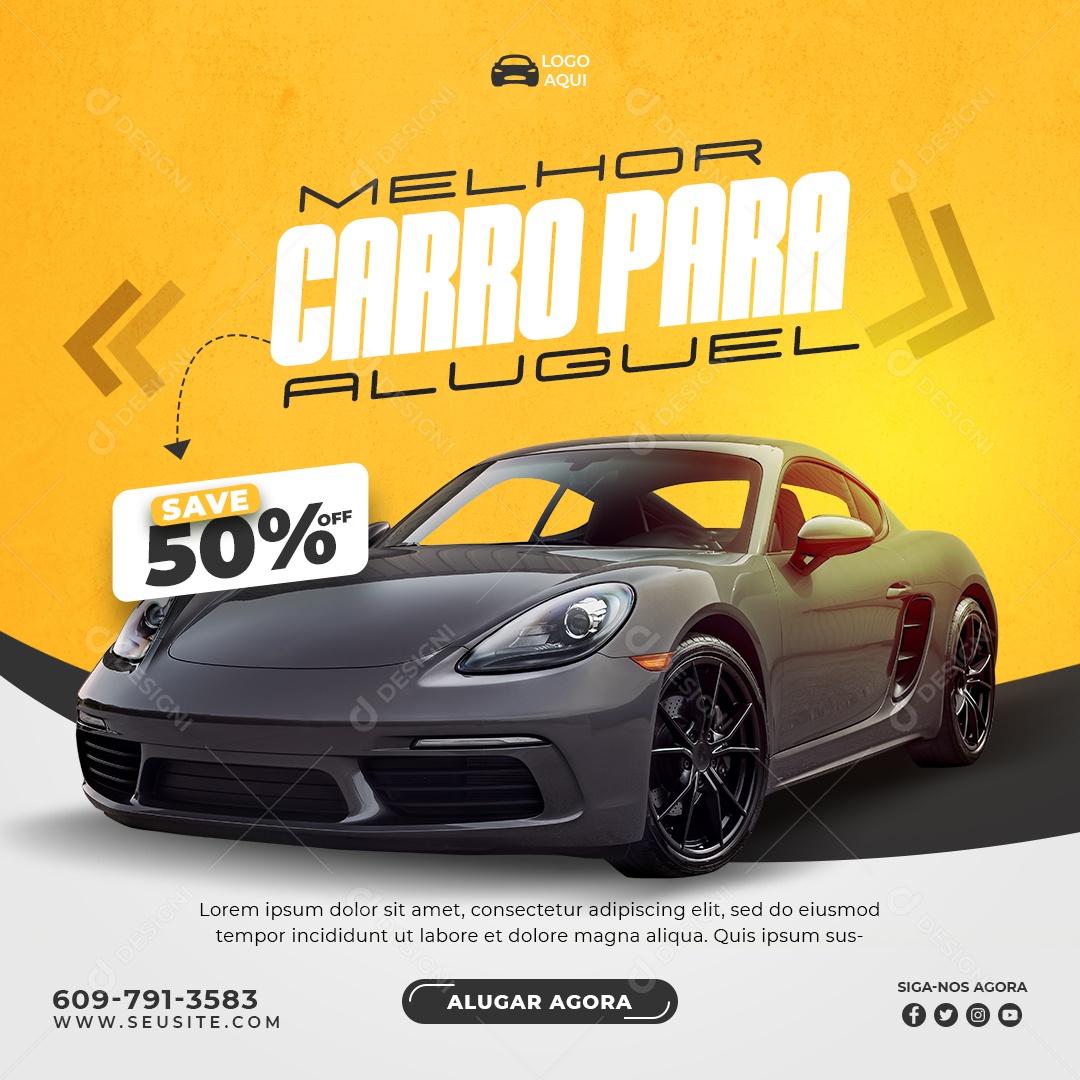 Melhor Carro Para Aluguel Social Media PSD Editável