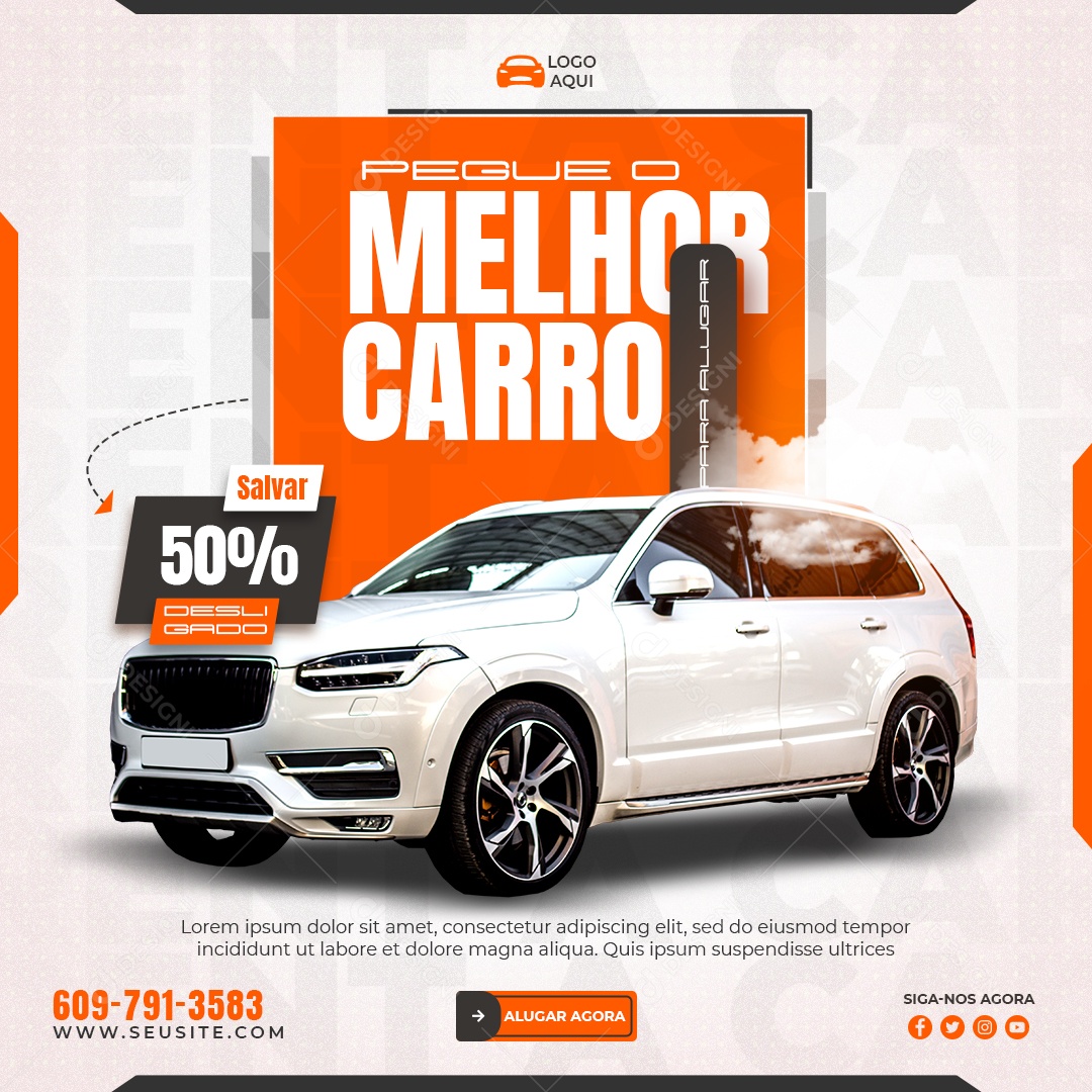 Pegue o Melhor Carro de Aluguel Social Media PSD Editável