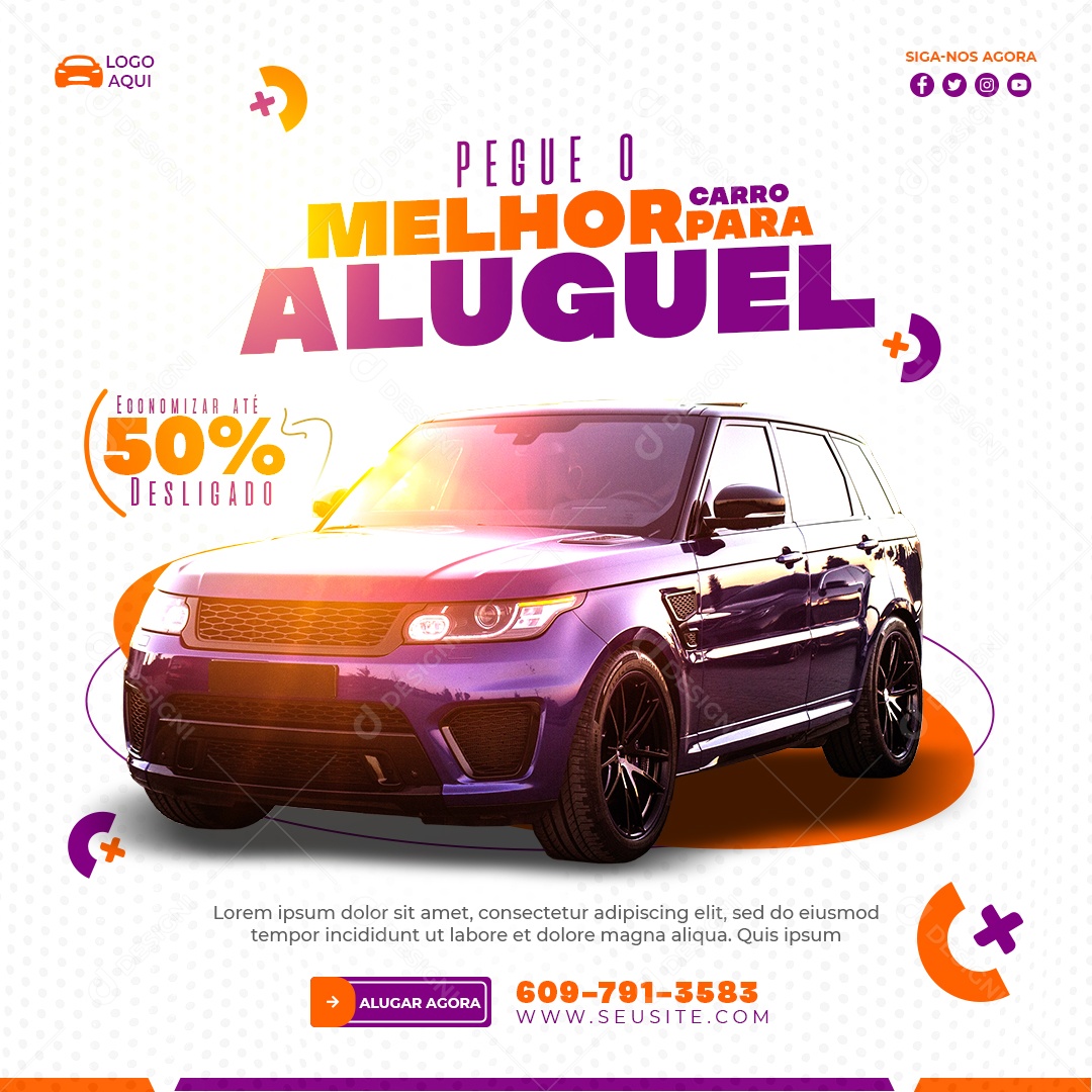 Melhor Carro de Aluguel Social Media PSD Editável