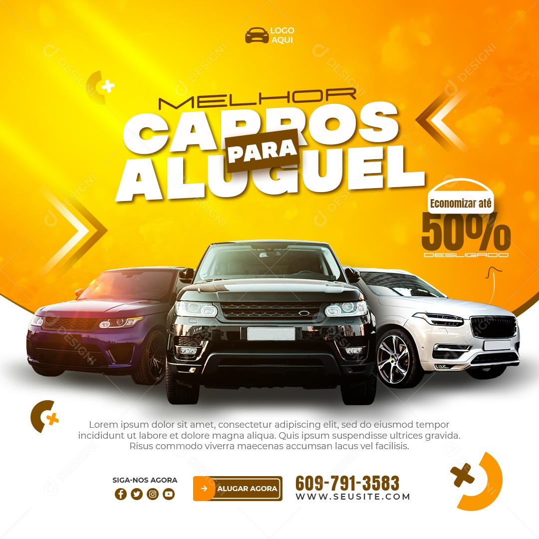 Melhores Carros Para Aluguel Social Media PSD Editável