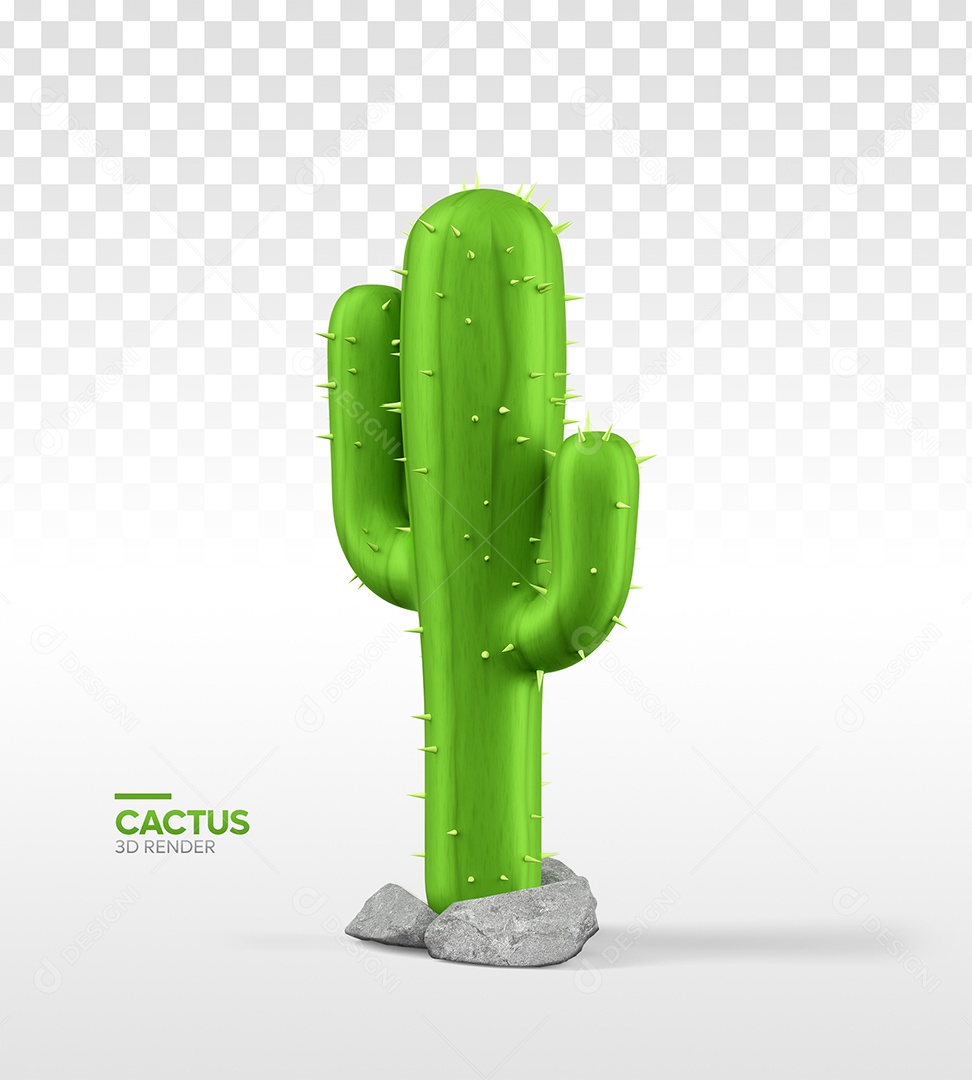 Elemento 3D Planta Cacto São João Esquerda Para Composição PSD