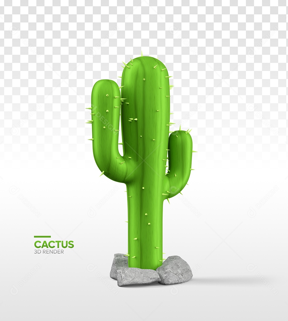Elemento 3D Planta Cacto São João Direita Para Composição PSD