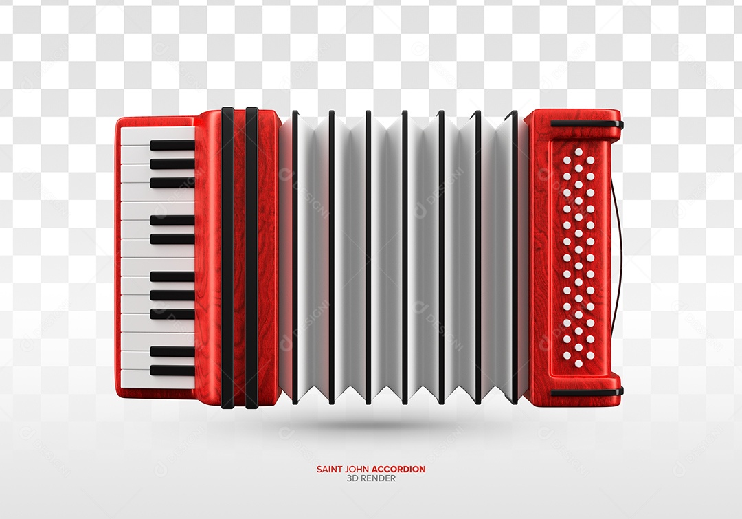 Sanfona Vermelha São João Elemento 3D Para Composição PSD