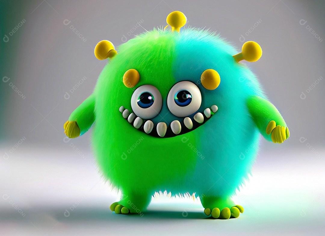 Um monstro colorido de pelúcia