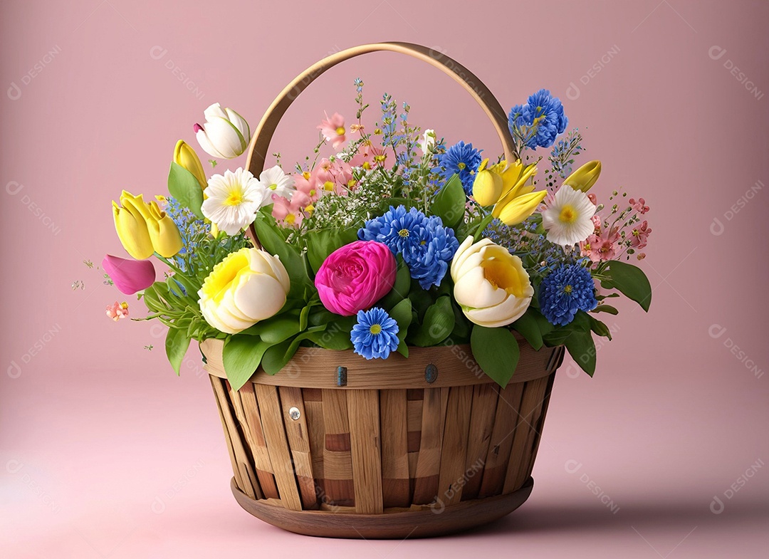 Guirlanda de flores brancas e azuis