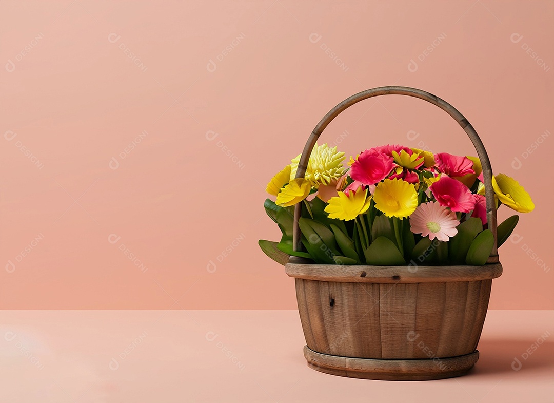 Guirlanda de flores rosas e amarelas