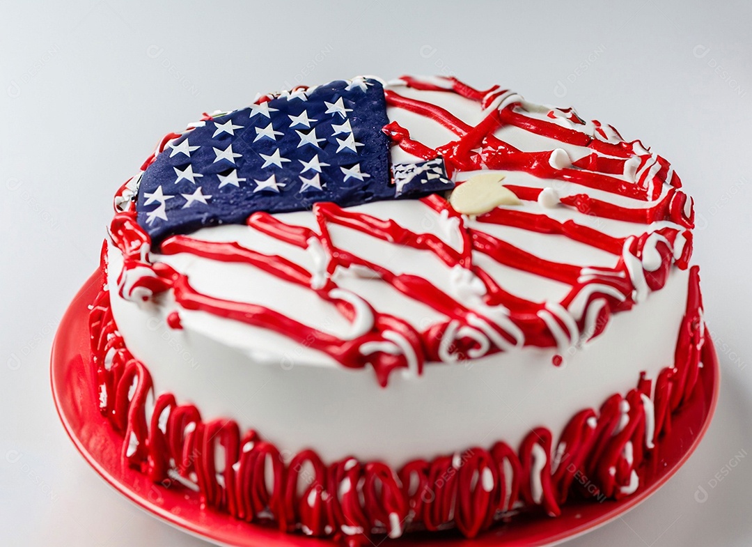 Bolo decorado com bandeira dos Estados Unidos
