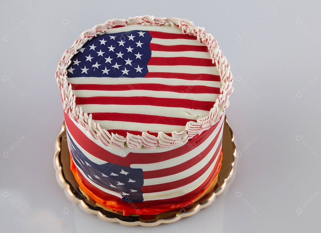 Bolo decorado com bandeira dos Estados Unidos