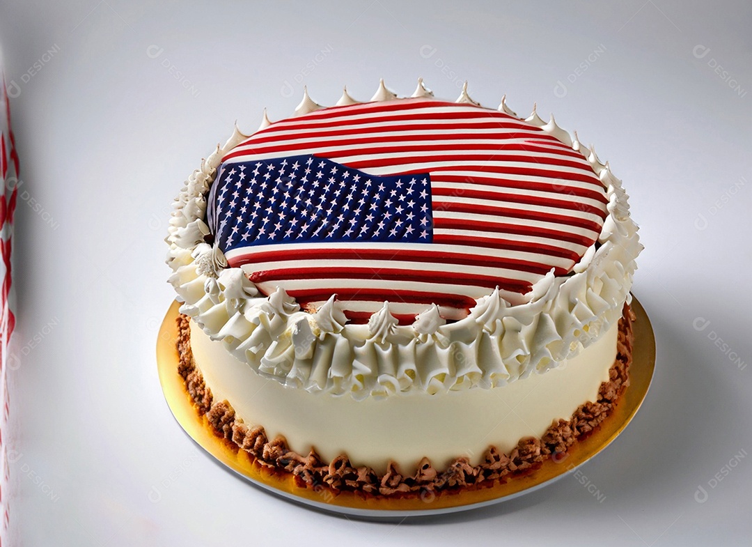 Bolo decorado com bandeira dos Estados Unidos