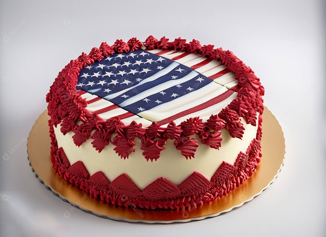 Bolo decorado com bandeira dos Estados Unidos