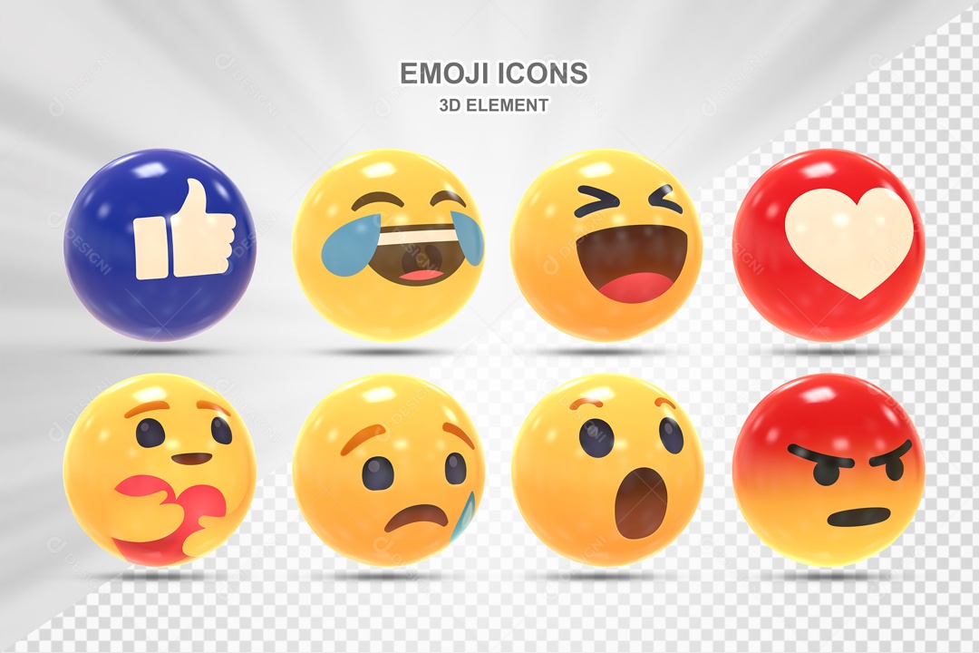Ícones 3D Emoji Rede Sociais Para Composição PSD