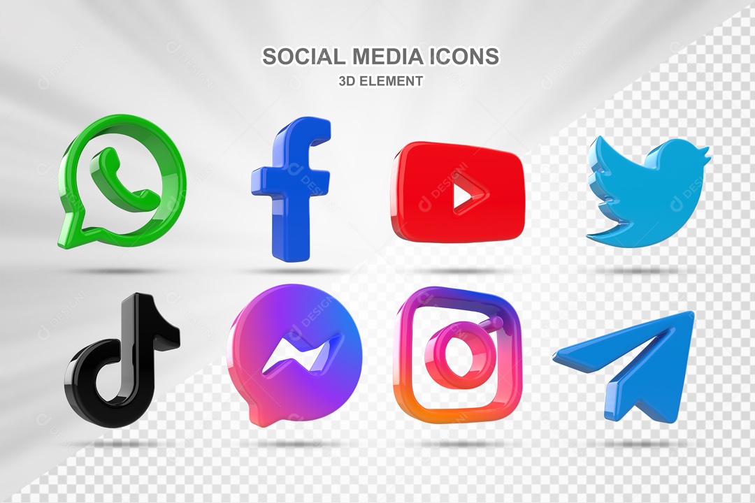 Ícones 3D Rede Sociais para Composição PSD