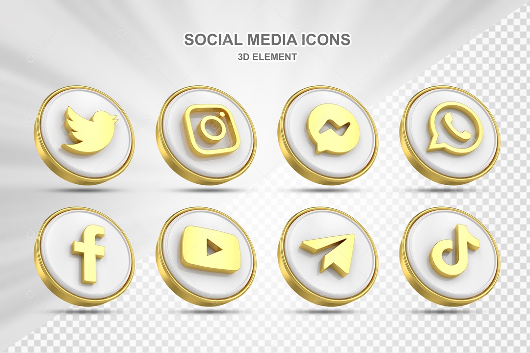 Ícones 3D Rede Sociais Para Composição PSD