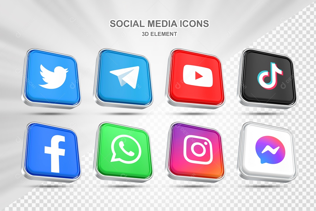 Ícones 3D Redes Sociais Para Composição PSD