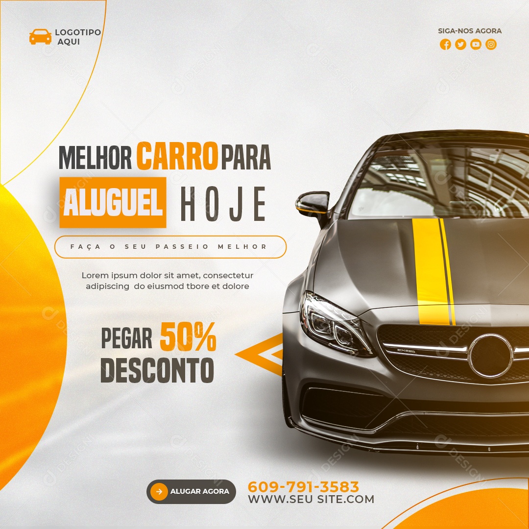Encontre o Melhor Carro pra Alugar Social Media PSD Editável