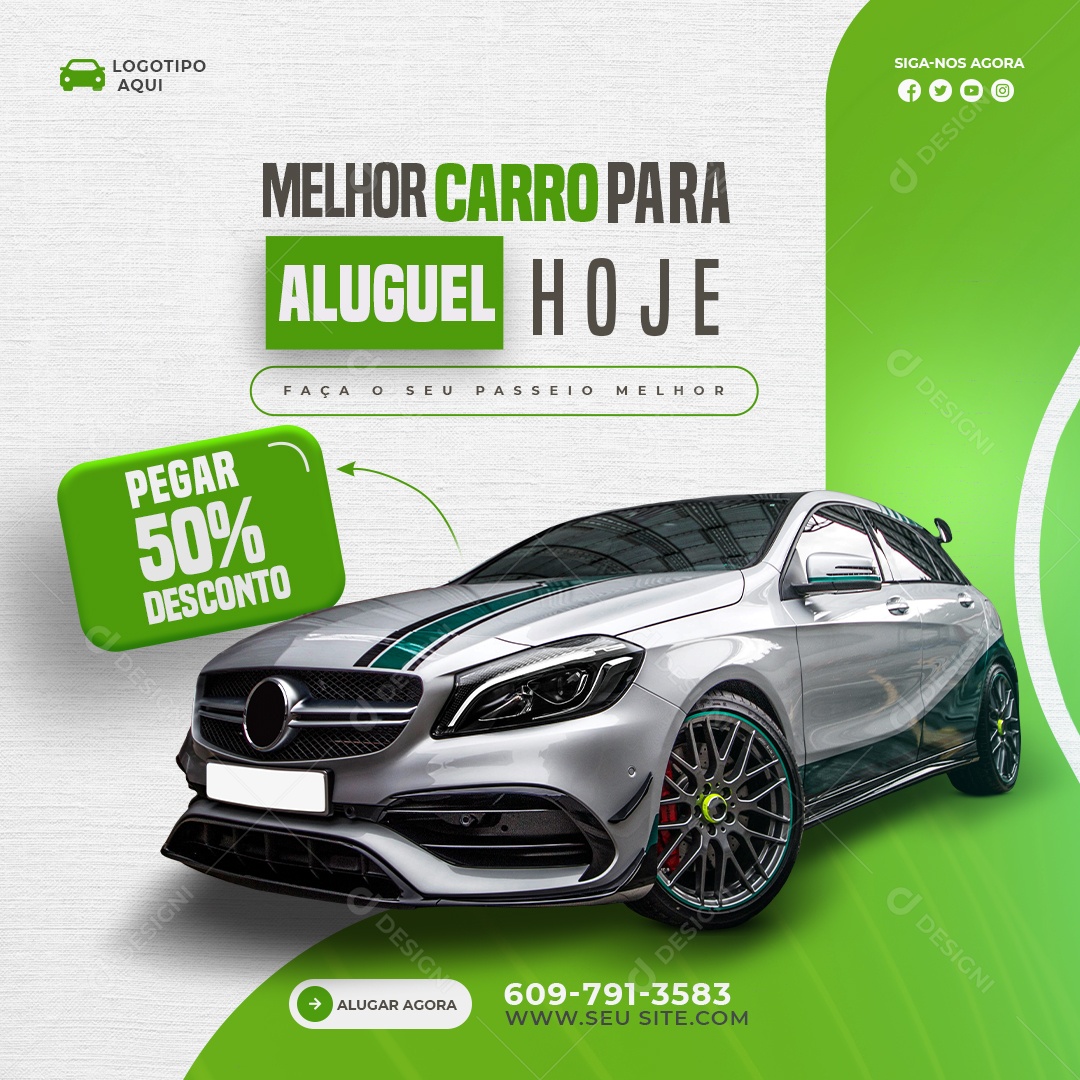 Encontre o Melhor Carro pra Alugar Social Media PSD Editável