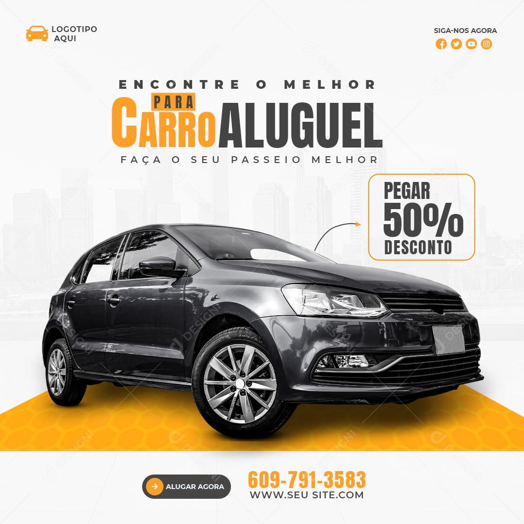 Encontre o Melhor Carro pra Alugar Social Media PSD Editável