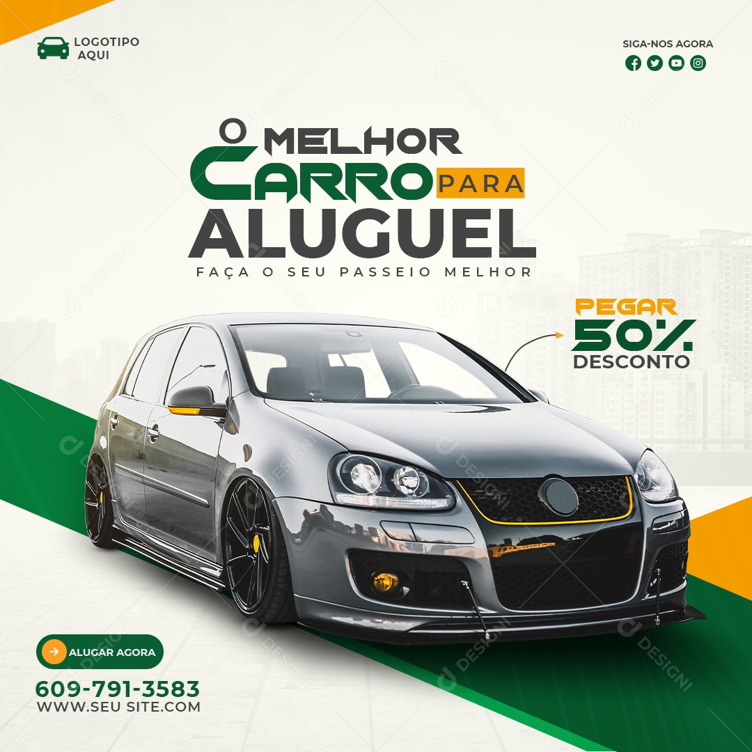 Encontre o Melhor Carro pra Alugar Social Media PSD Editável
