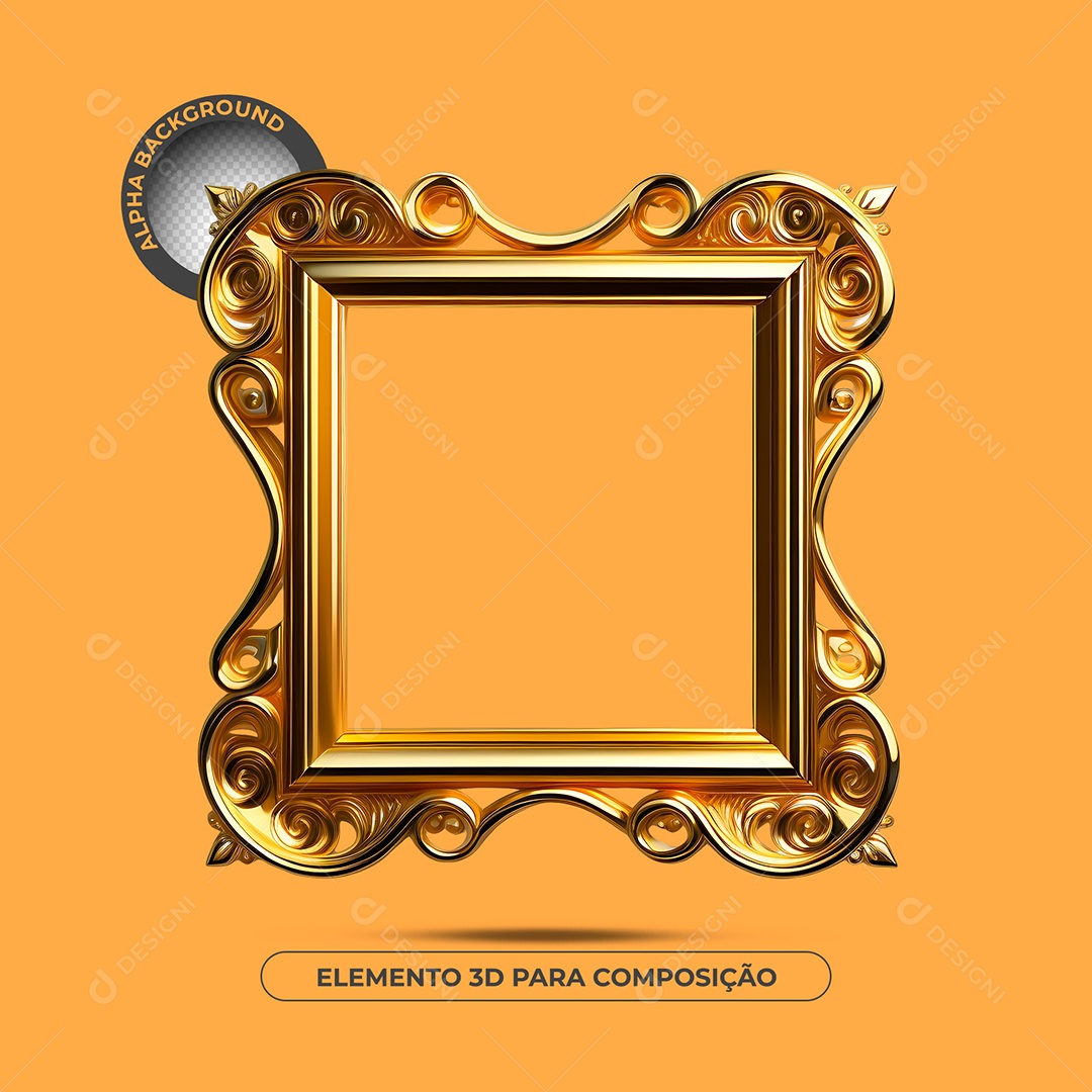 Moldura Com Detalhes Antigos Elemento 3D Para Composição PSD