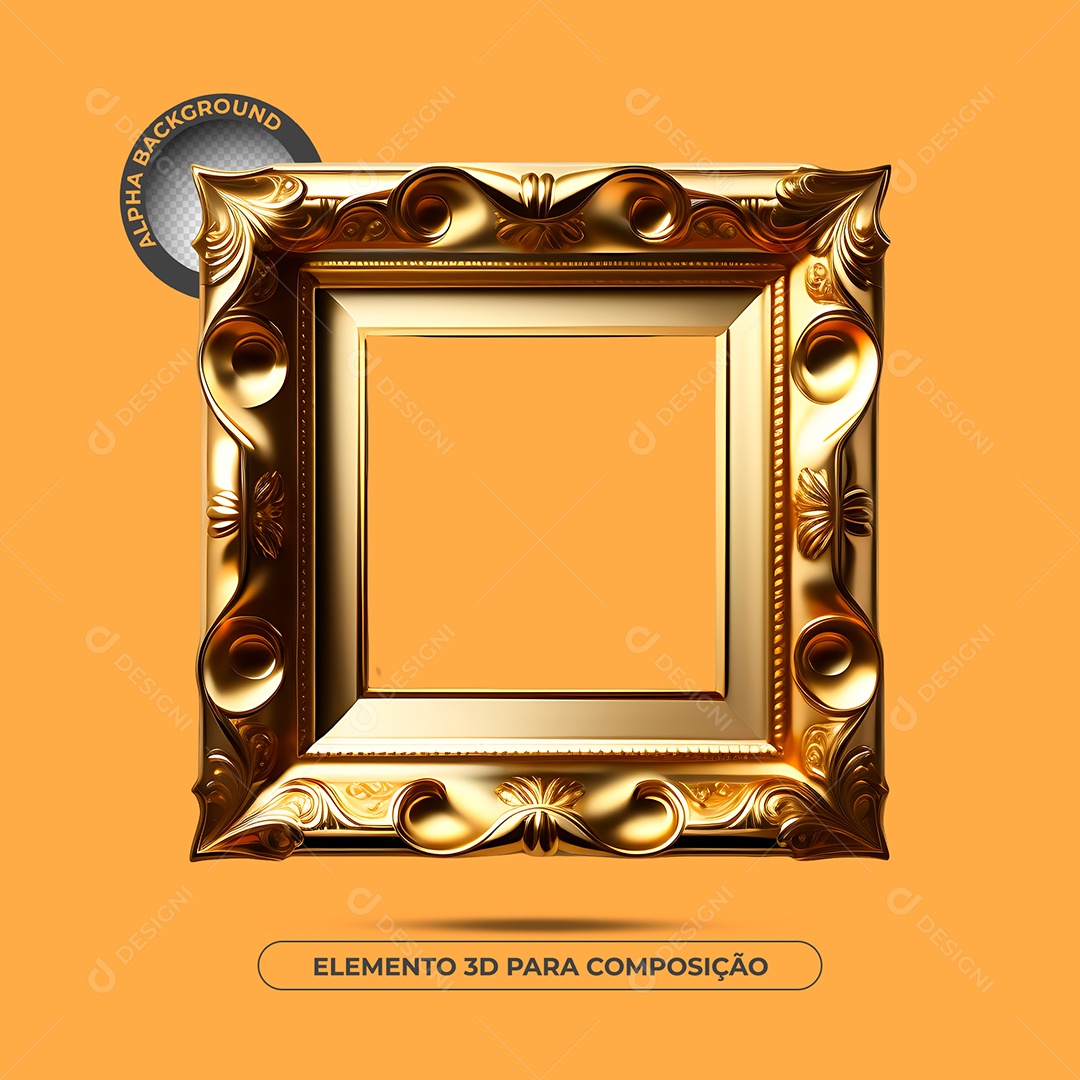 Moldura Com Detalhes Antigos Elemento 3D Para Composição PSD