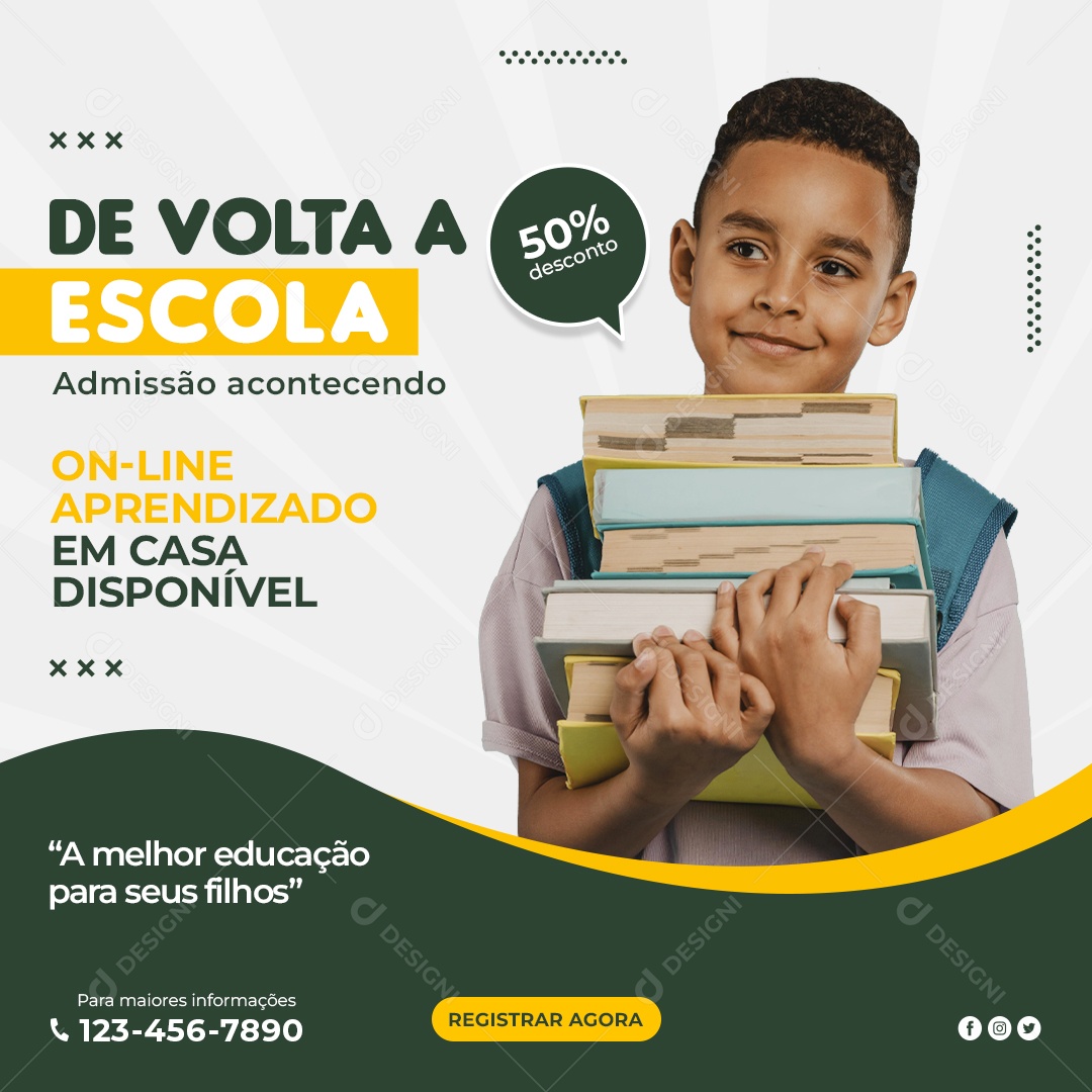 Escola Admissão Venha Conferir Social Media PSD Editável