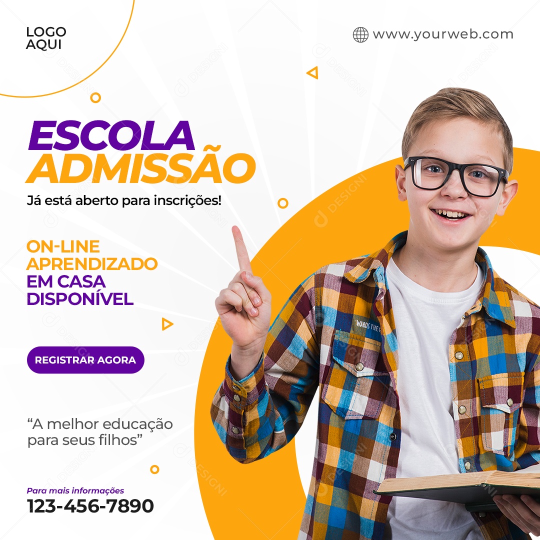 Escola Admissão Venha Conferir Social Media PSD Editável