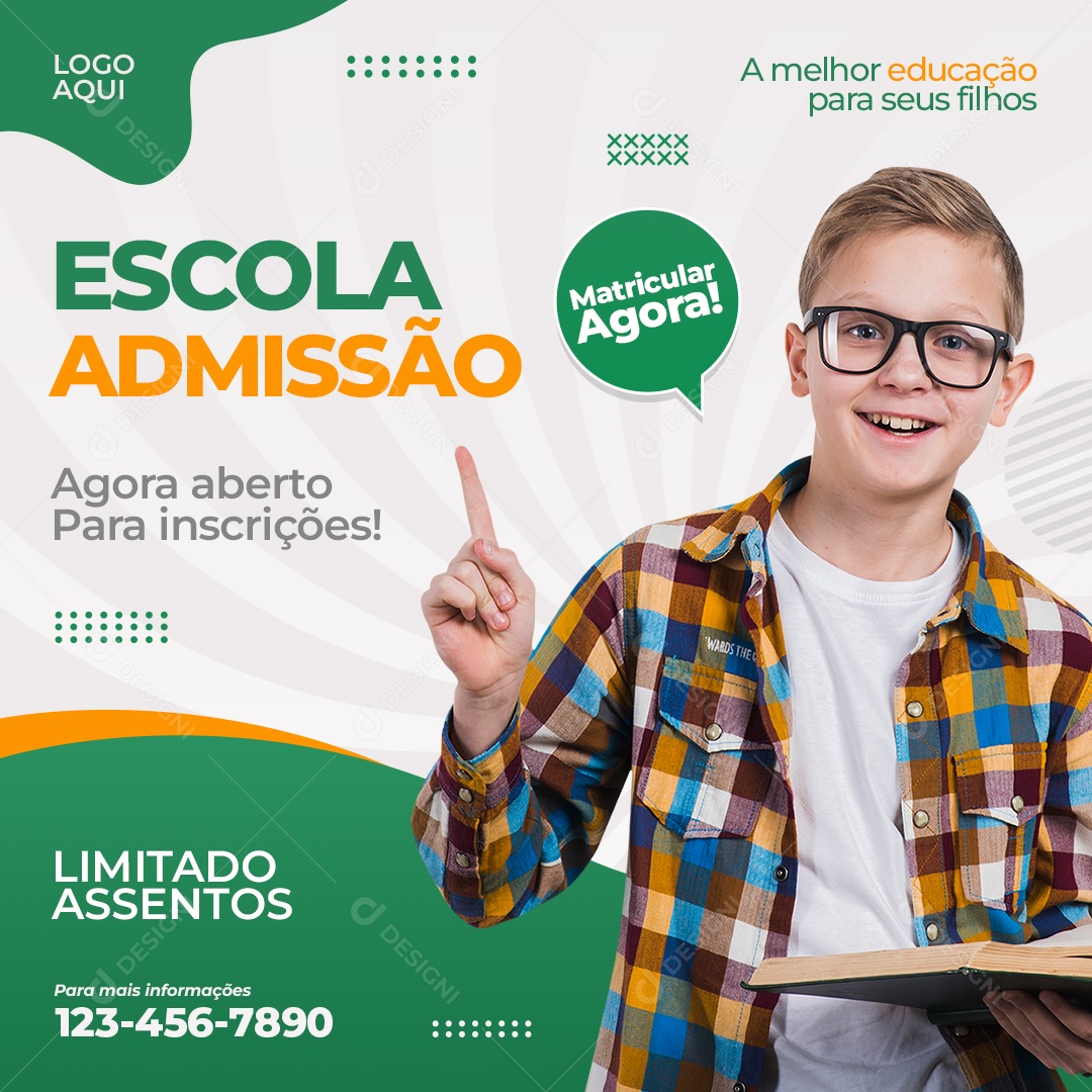 Escola Admissão Venha Conferir Social Media PSD Editável