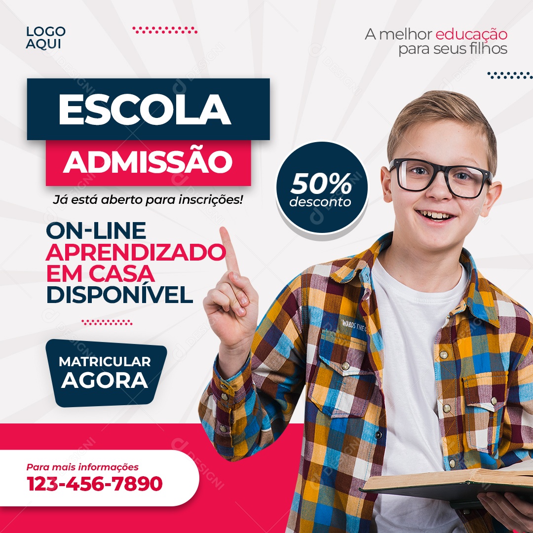 Escola Admissão Já esta Aberta Para Inscrições Venha Conferir Social Media PSD Editável