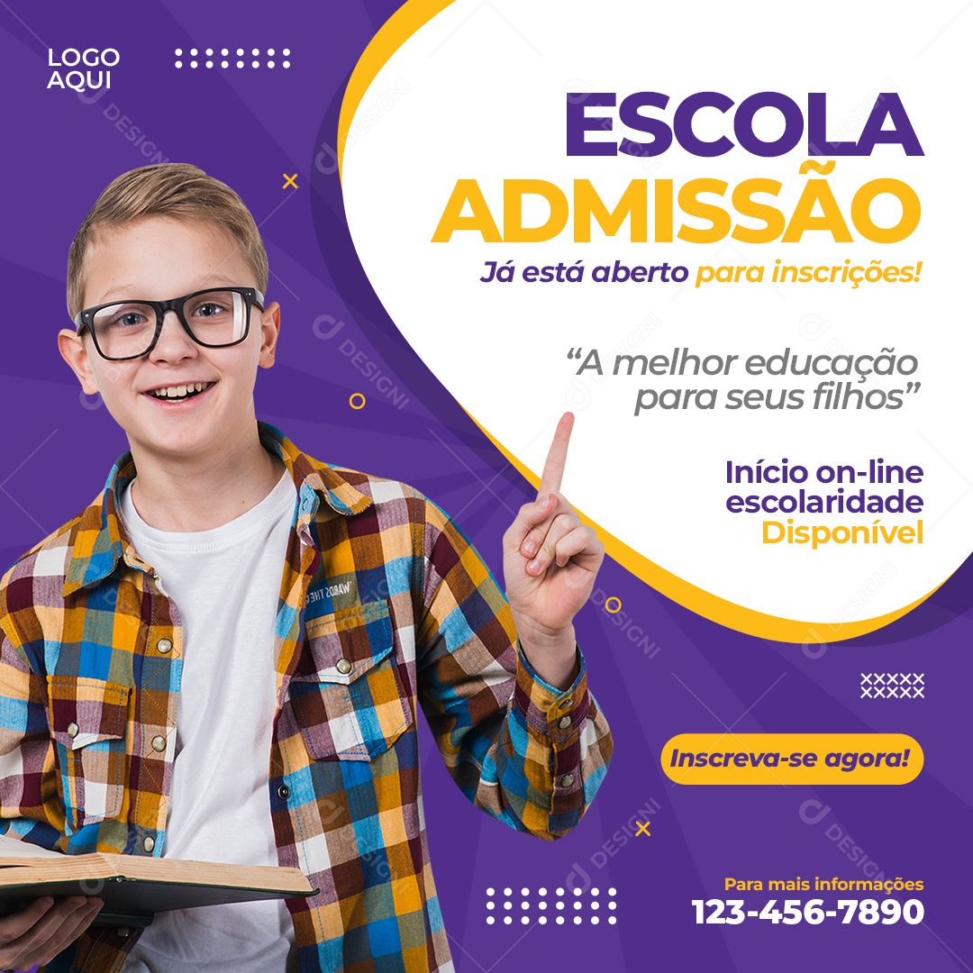 Escola Admissão Venha Conferir Social Media PSD Editável