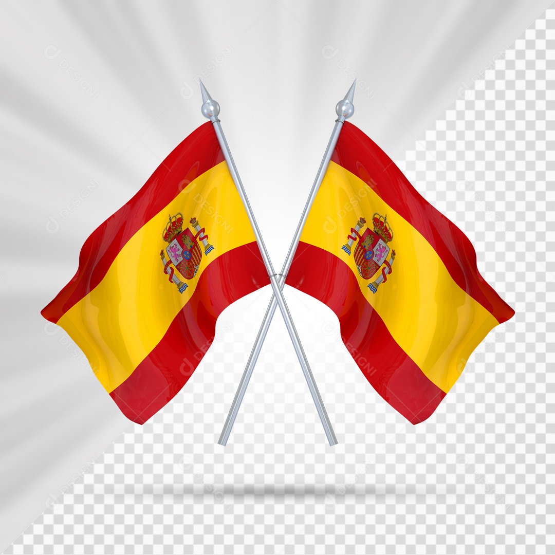 Elemento 3D Bandeira Da Espanha Para Composição PSD
