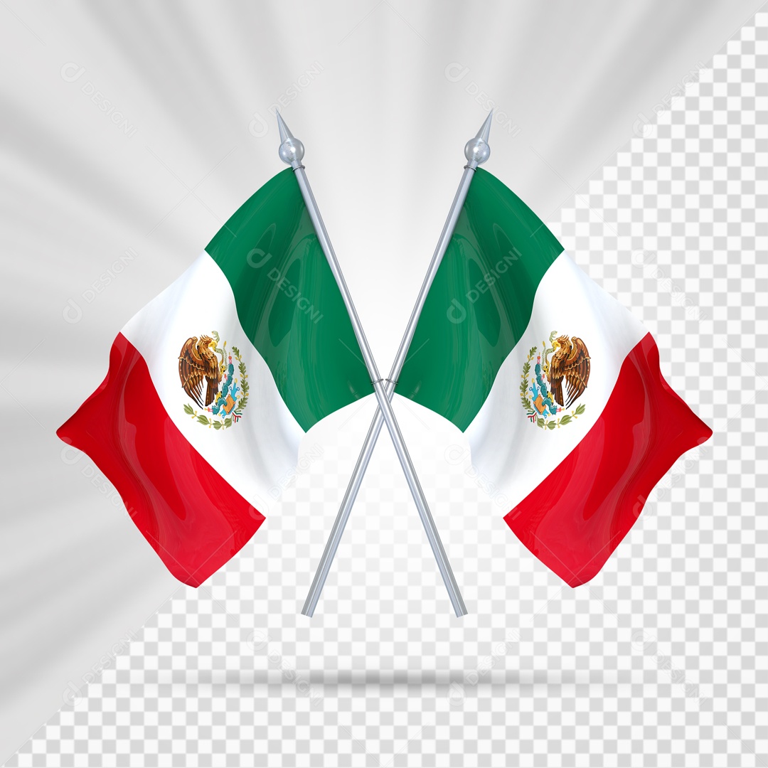 Elemento 3D Bandeira Do México Para Composição PSD