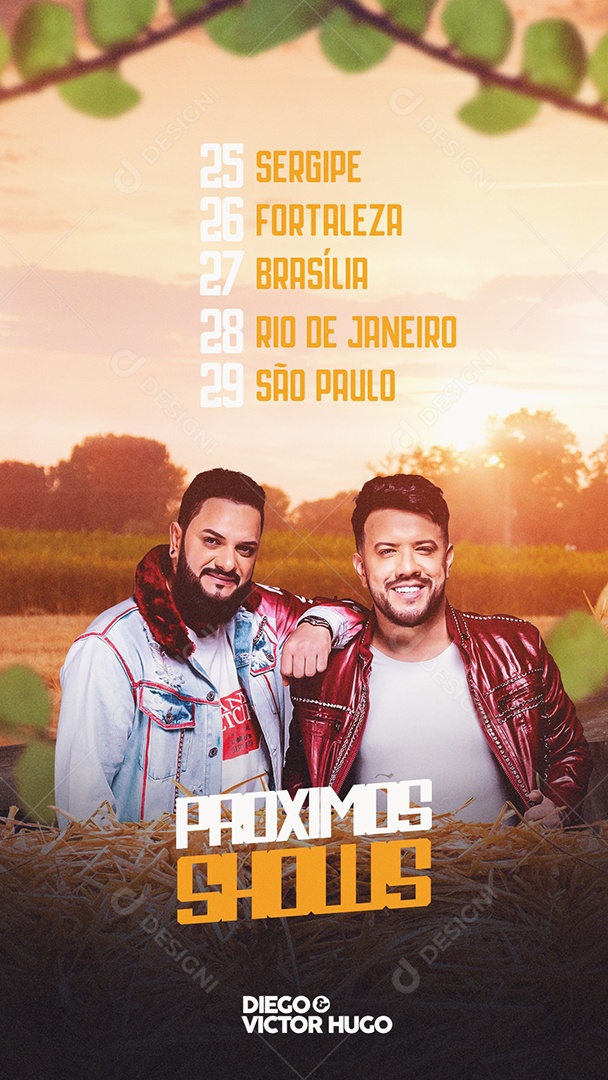 Story Próximos Shows Diego e Victor Hugo Social Media PSD Editável