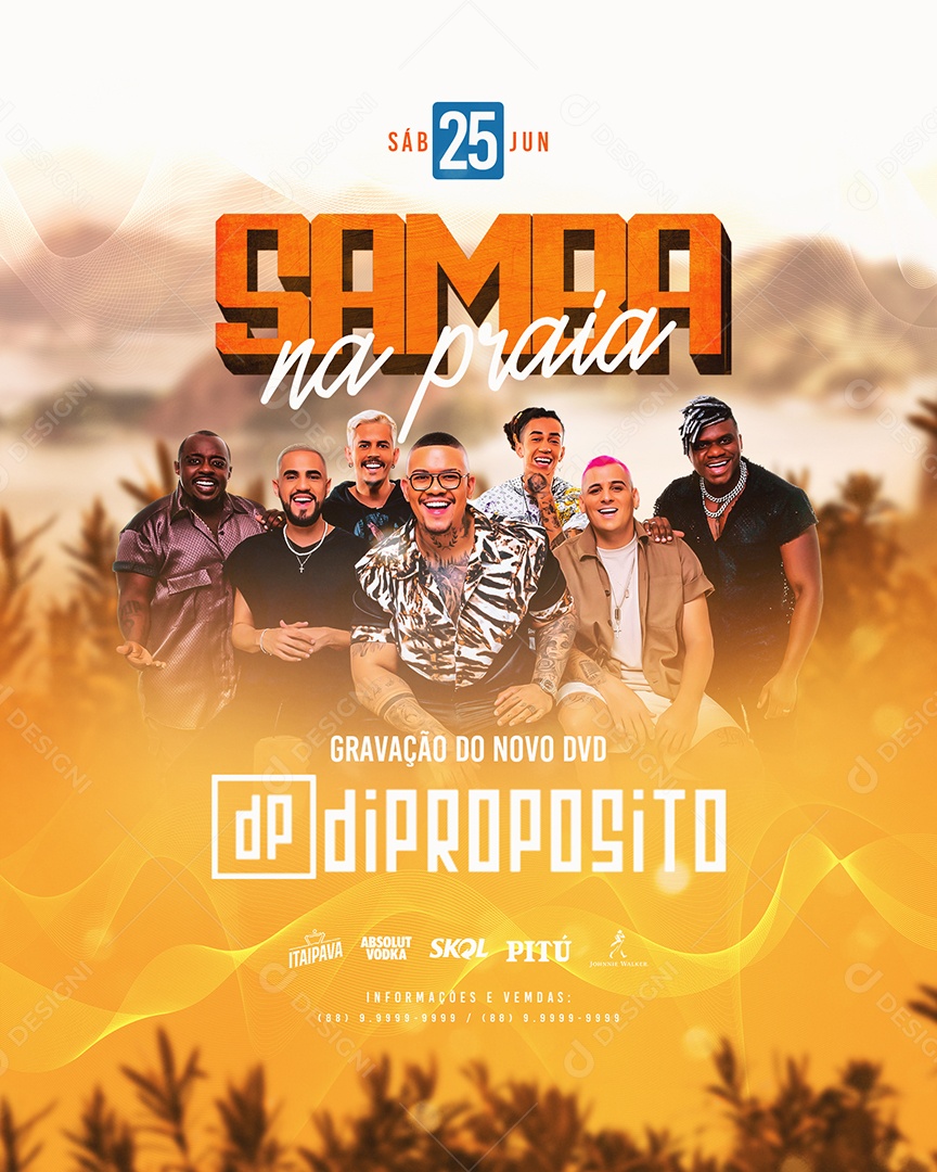 Flyer Samba na Praia Social Media PSD Editável