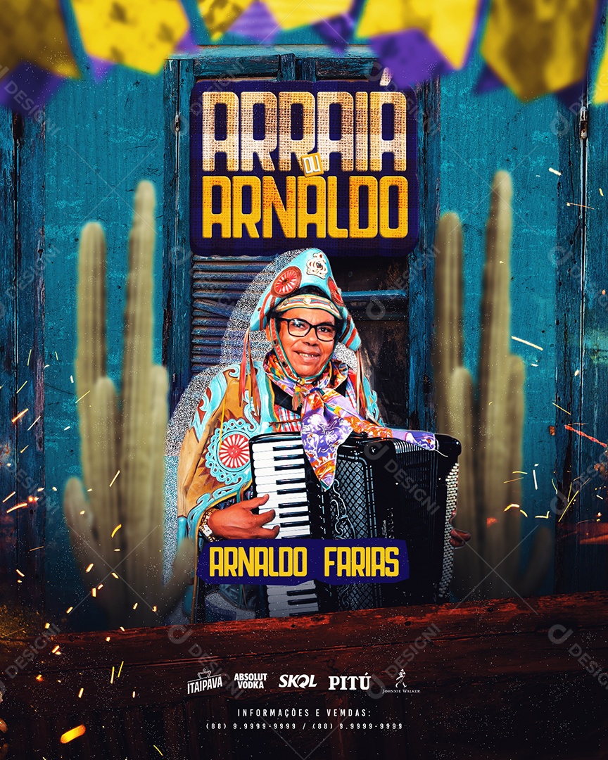 Flyer Arraiá do Arnaldo Social Media PSD Editável