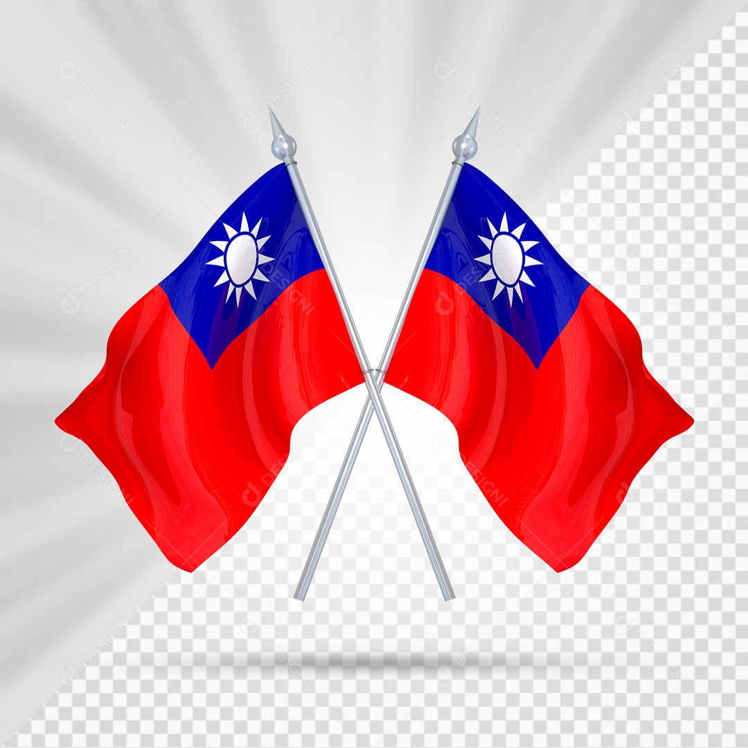Elemento 3D Suporte Cruzado Bandeira De Taiwan Para Composição PSD