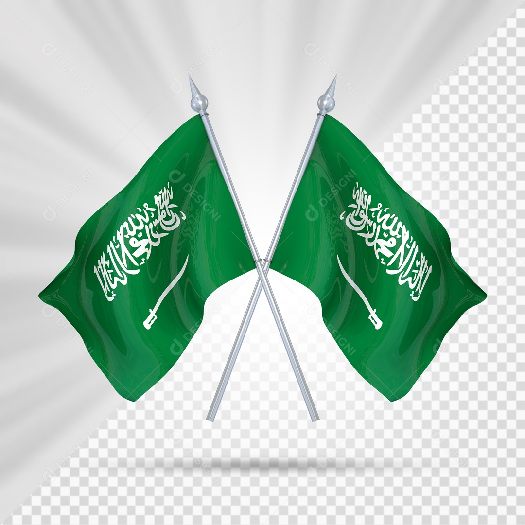 Elemento 3D Suporte Cruzado Bandeira Da Arábia Saudita Para Composição PSD