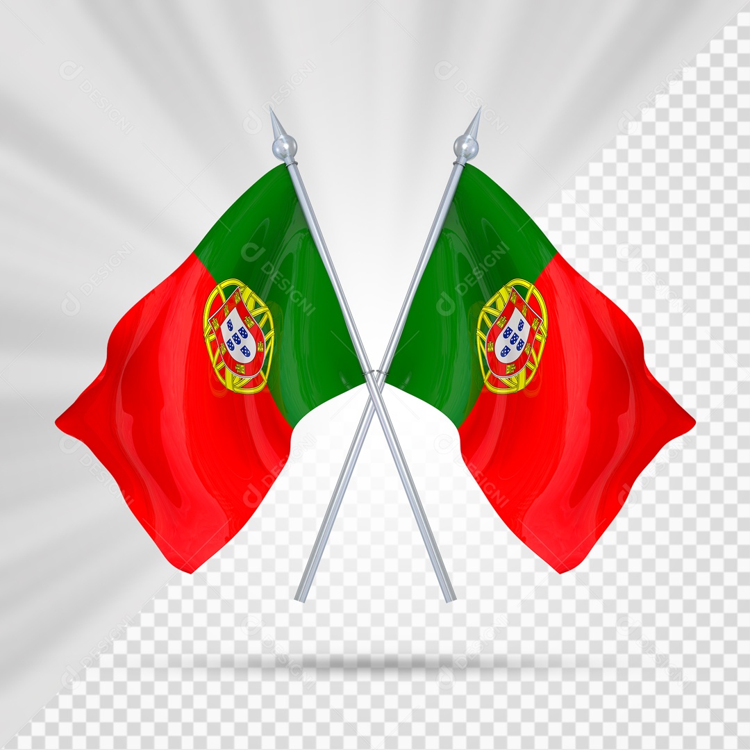 Elemento 3D Suporte Cruzado Bandeira De Portugal Para Composição PSD