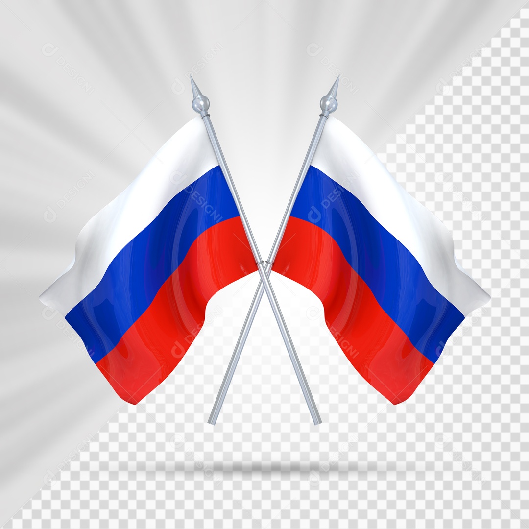 Elemento 3D Suporte Cruzado Bandeira Da Rússia Para Composição PSD