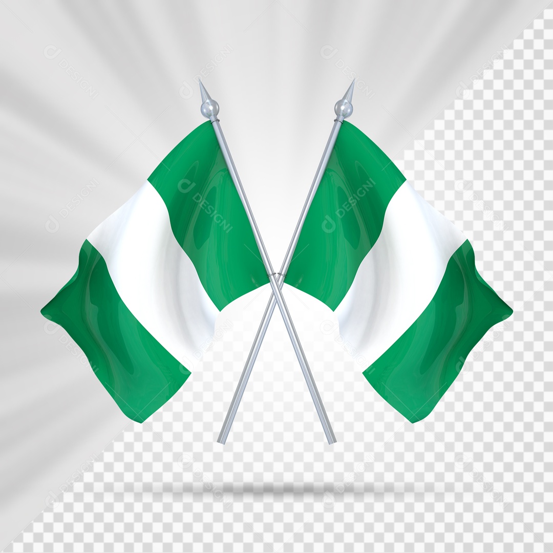Elemento 3D Suporte Cruzado Bandeira Da Nigéria Para Composição PSD