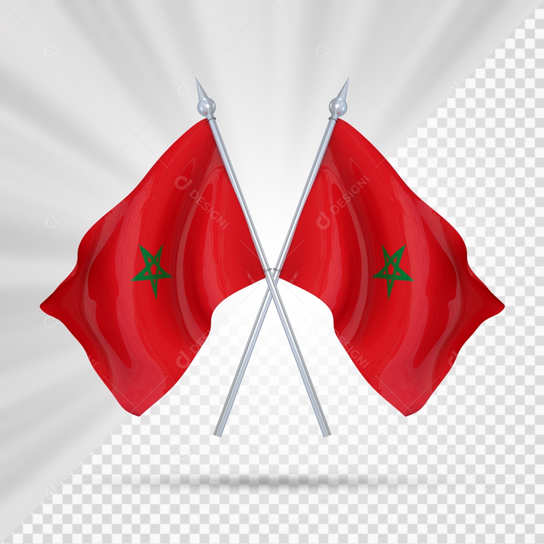 Morocco Flag Cross Support 3D Element For PSD Composition