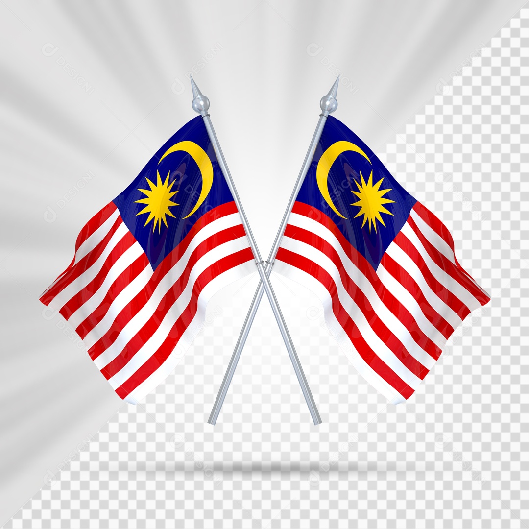 Elemento 3D Suporte Cruzado Bandeira Da Malásia Para Composição PSD