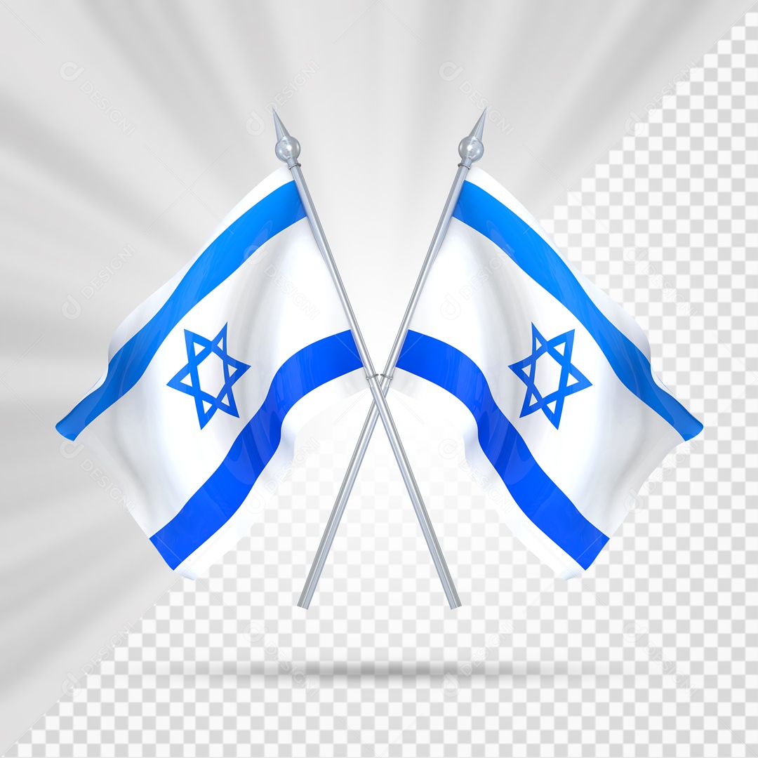 Elemento 3D Suporte Cruzado Bandeira De Israel Para Composição PSD
