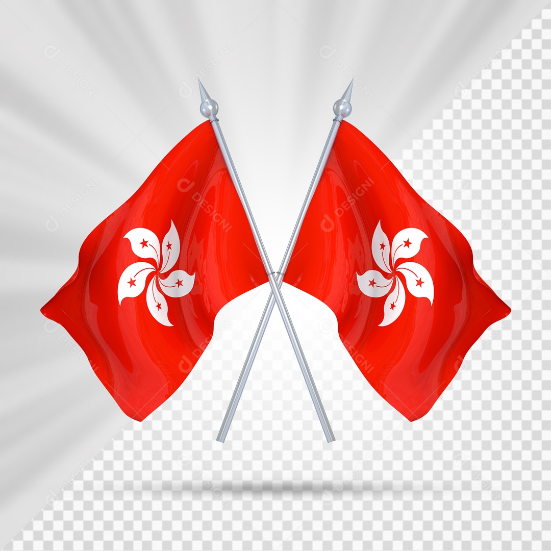 Elemento 3D Suporte Cruzado Bandeira De Hong Kong Para Composição PSD