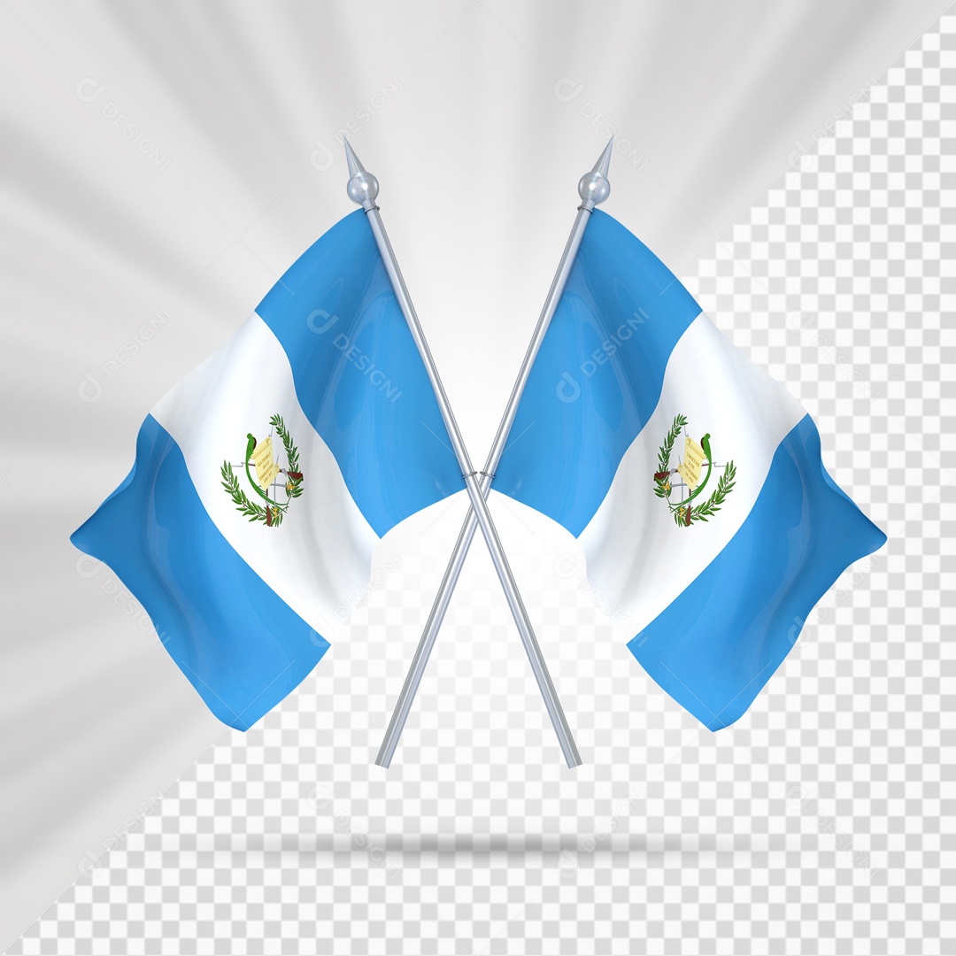 Elemento 3D Suporte Cruzado Bandeira Da Guatemala Para Composição PSD