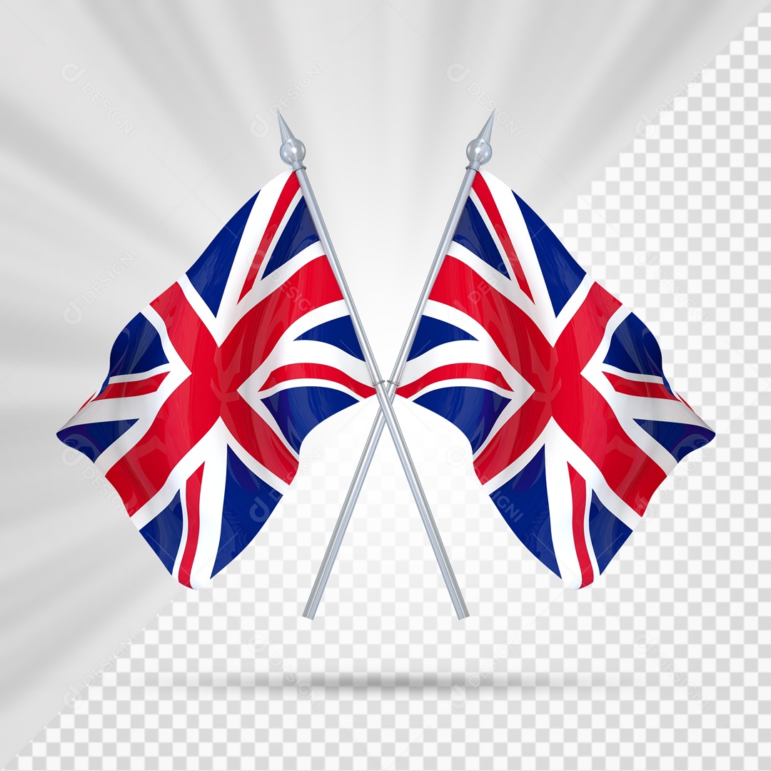Elemento 3D Suporte Cruzado Bandeira Do Reino Unido Para Composição PSD