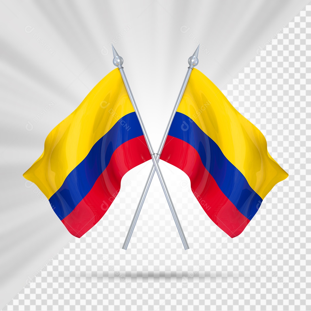 Elemento 3D Suporte Cruzado Bandeira Da Colômbia Para Composição PSD
