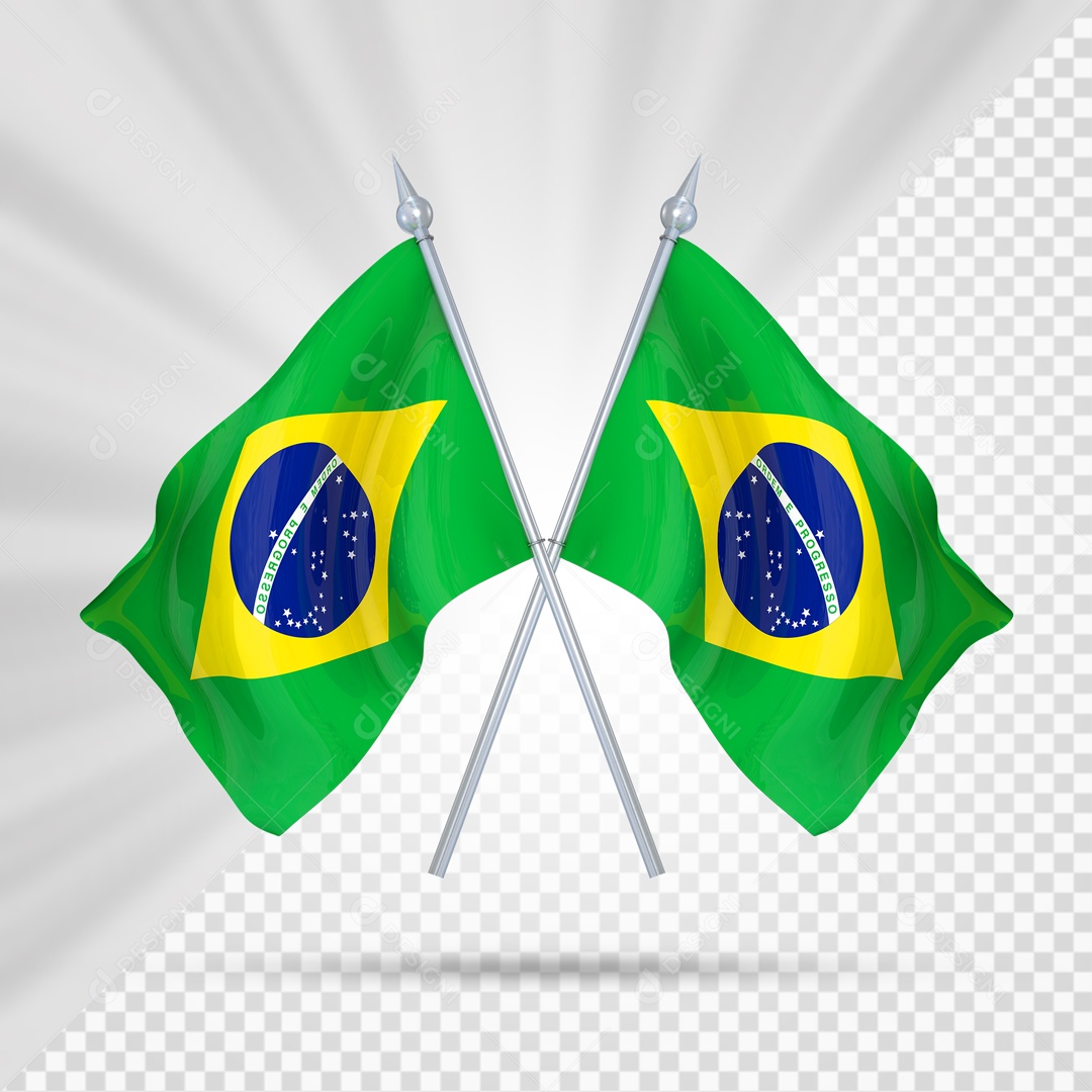 Elemento 3D Suporte Cruzado Bandeira Do Brasil Para Composição PSD