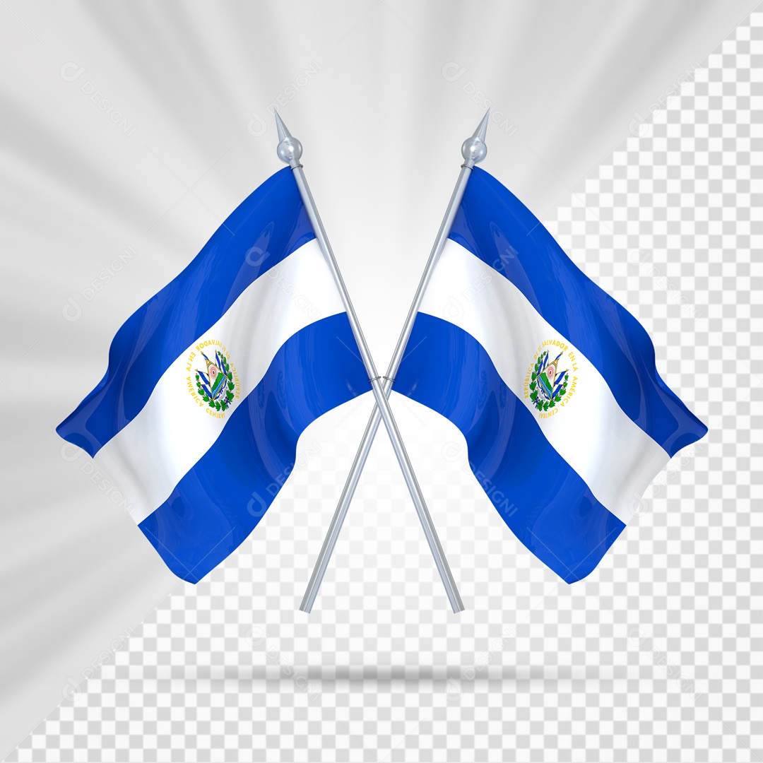 Elemento 3D Suporte Cruzado Bandeira De El Salvador Para Composição PSD