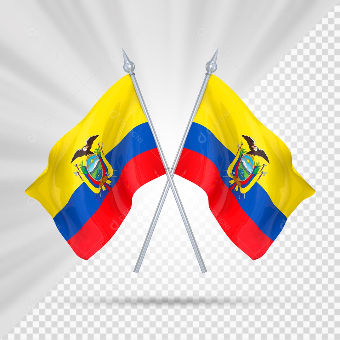 Elemento 3D Suporte Cruzado Bandeira Da Equador Para Composição PSD