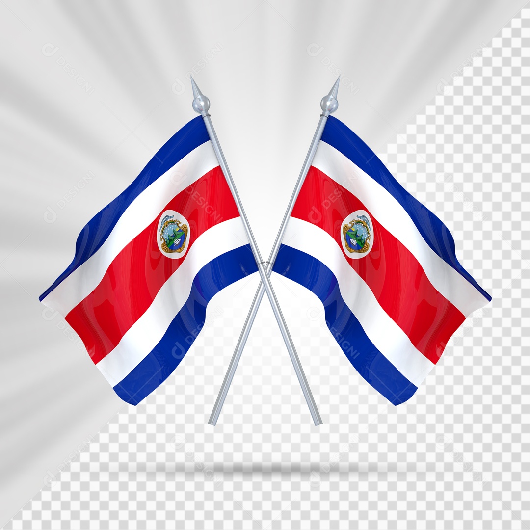 Elemento 3D Suporte Cruzado Bandeira Da Costa Rica Para Composição PSD